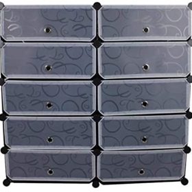 10 CUBE رف الأحذية / أسود