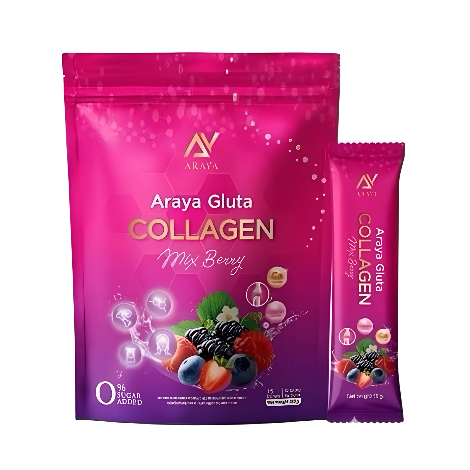 d Araya Gluta Collagen Mix Berry 10g x30 Sachets - Image 1